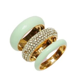 Kate Spade Candy Drops Pavé Ring Set Green 3 Stackable Sz 8